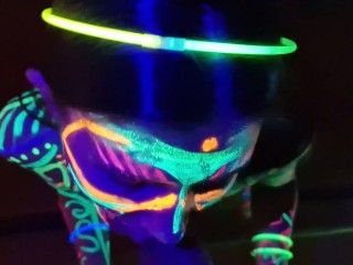 Fucked the wild slim girl in the UV- light
