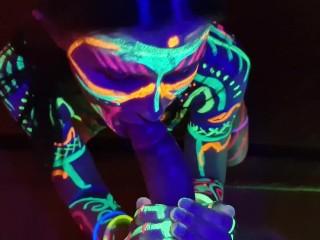 Fucked the wild slim girl in the UV- light