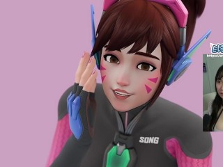 Nerf this! Overwatch DVA torments cock with her feet | Hentai