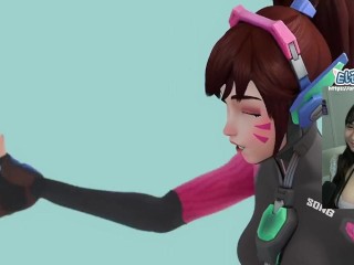 Nerf this! Overwatch DVA torments cock with her feet | Hentai