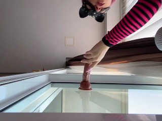 Student plays with her pussy after class