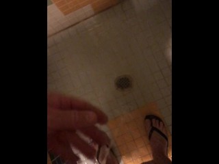 Standing shower piss while someone else is showering in the stall next to me & can likely smell it
