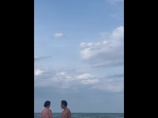 Two Trans Men Making Out & Playing Around on a Nude Beach