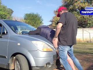 Fucking my neigbours wife in her ass on her car