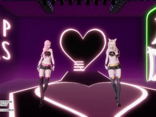 [MMD] Apink CHOBOM - Copycat Ahri Seraphine Sexy Kpop Dance League of Legends Uncensored Hentai