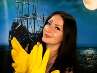 Yellow rubber gloves for fisting. Do you want to feel them in yourself? Glove fetish.