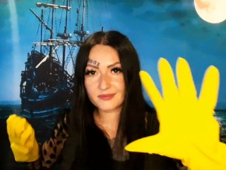 Yellow rubber gloves for fisting. Do you want to feel them in yourself? Glove fetish.