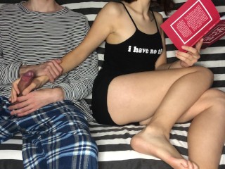 Step Brothe Put Step Sister Hand On His Dick But She Didn't Know He Had Skillful Hands and Orgasming