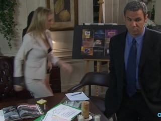 Eating out her super seductive blonde colleagues pussy just so she feels better