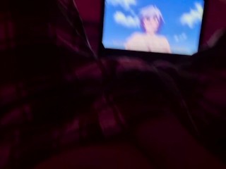 Girl masturbates while watching uncensored lesbian Hentai before bed.