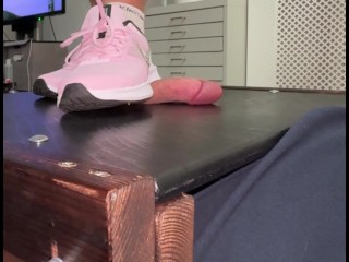 Bestie cannot get enough of my Pink Nike Trainers stomping his cock.