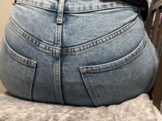 Sitting on you in my work jeans!