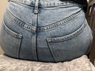 Sitting on you in my work jeans!