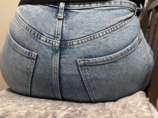 Sitting on you in my work jeans!