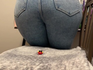 Sitting on you in my work jeans!