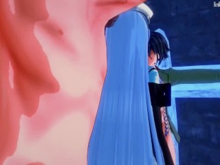 General Esdeath fucks two prisoners at once with a dildo to get their cum