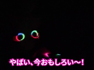 Japanese girl masturbating with GLOWSTICKS