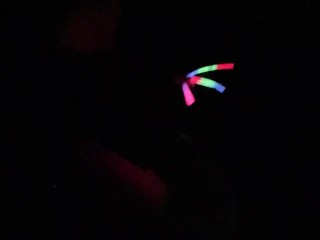 Japanese girl masturbating with GLOWSTICKS