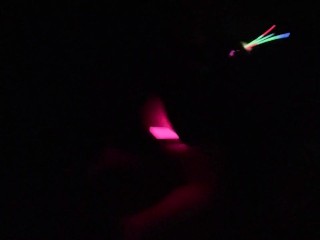 Japanese girl masturbating with GLOWSTICKS