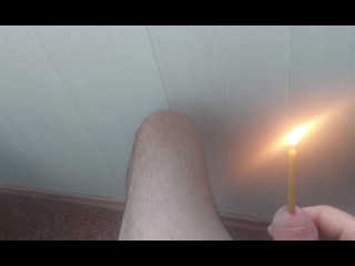 Birthday candle put into my cock (waxing and cock sounding)