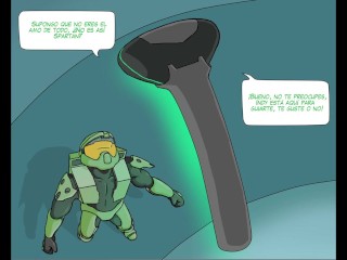 El Jefe Maestro Masturbando a Cortana con tecnologia Forerunner - Comic Porno de la Serie Halo