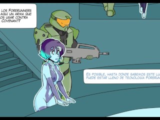 El Jefe Maestro Masturbando a Cortana con tecnologia Forerunner - Comic Porno de la Serie Halo