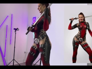 Sexy Deadpool Body Paint Cosplay by Naked News Anchor / Marina Valmont