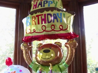 Birthday celebration party turns out to be pussy licking and cuming for two lesbian blondes