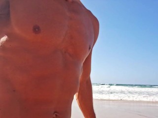 Amateur public beach masturbation - Watch me stroke my big cock to a beautiful cumshot in the sun