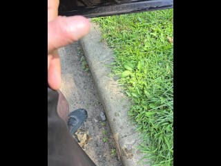 Uncut Cock Pissing Outside in Public