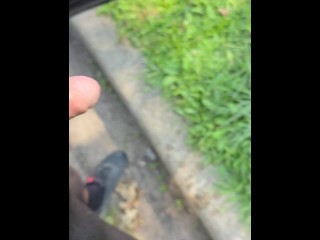 Uncut Cock Pissing Outside in Public