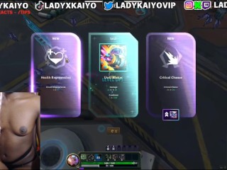 Topless Ebony slut plays League of Legends Swarm Gamemode