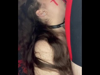 Chubby Submissive Slut Deepthroating Cock, CUM DEEP IN MY THROAT