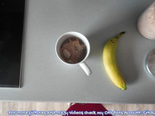 This is a magic breakfast with my magic banana inside my pussy