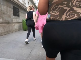 Wife shiny see through leggings walking around in public