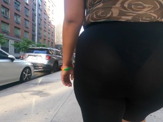 Wife shiny see through leggings walking around in public