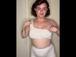 PAWG dances in see through white spandex