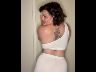 PAWG dances in see through white spandex