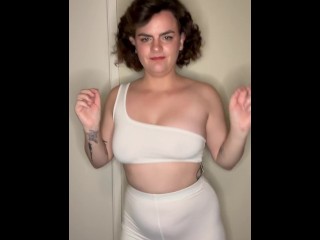 PAWG dances in see through white spandex