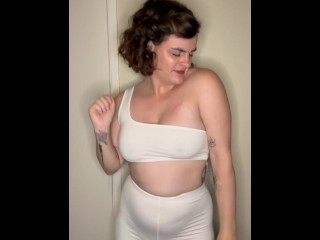 PAWG dances in see through white spandex