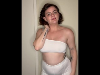 PAWG dances in see through white spandex