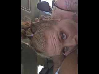 Blue eyed Bbw SUCKING My Dick in The Backseat