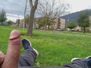 Risky public Cumshot Park Dick Flash