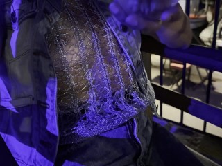 Husband made me show my tits and pierced nipples in restaurant and bar in totaly transparent shirt