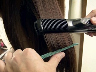After getting her hair done she rubbed her big clit and got drilled pretty hard