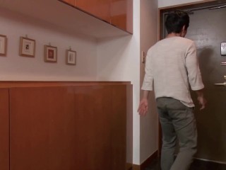 Within seconds of entering his house the Asian babe starts sucking and preparing to bang