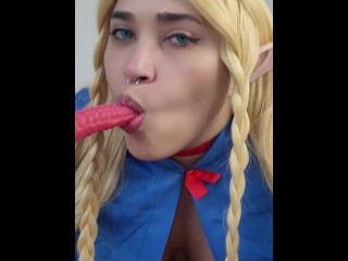 Naughty Marcille snacking on dildo 