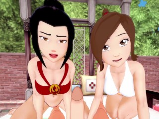 3D/Anime/Hentai, Avatar The Last Airbender: Adult Ty Lee And Azula Take Turns With A Huge Dick!