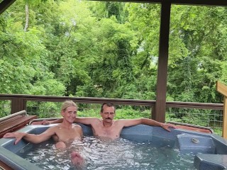 Blonde milf wife relaxing in the hotub great blow job and hot tub sex