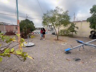 Mexican stepmother and stepdaughter fucking in a threesome in Balderas Park in Mexico City.